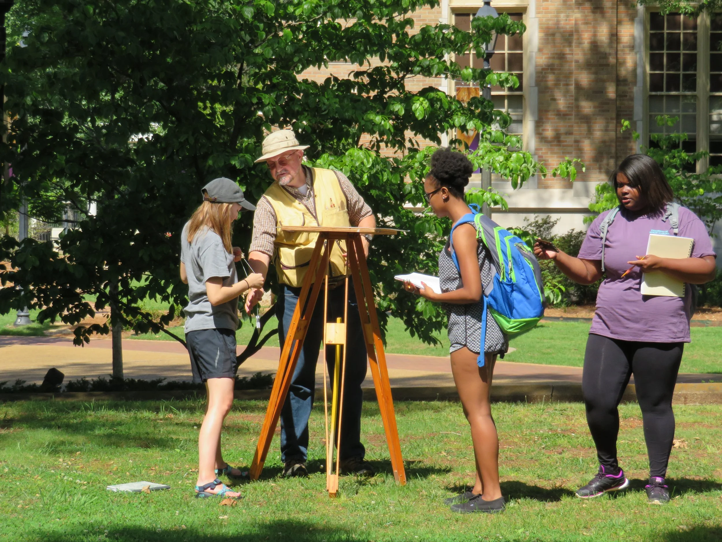 Makowski Demonstrating Plane Tabling, Willingham Hall.JPG