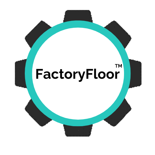 FactoryFloor logo with a gear shape surrounding the text 'FactoryFloor' in the center.