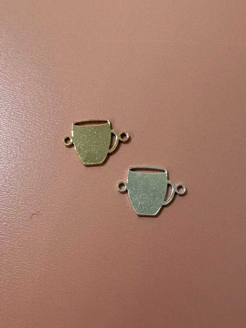 Silver and gold coffee mug permanent jewelry connector charms