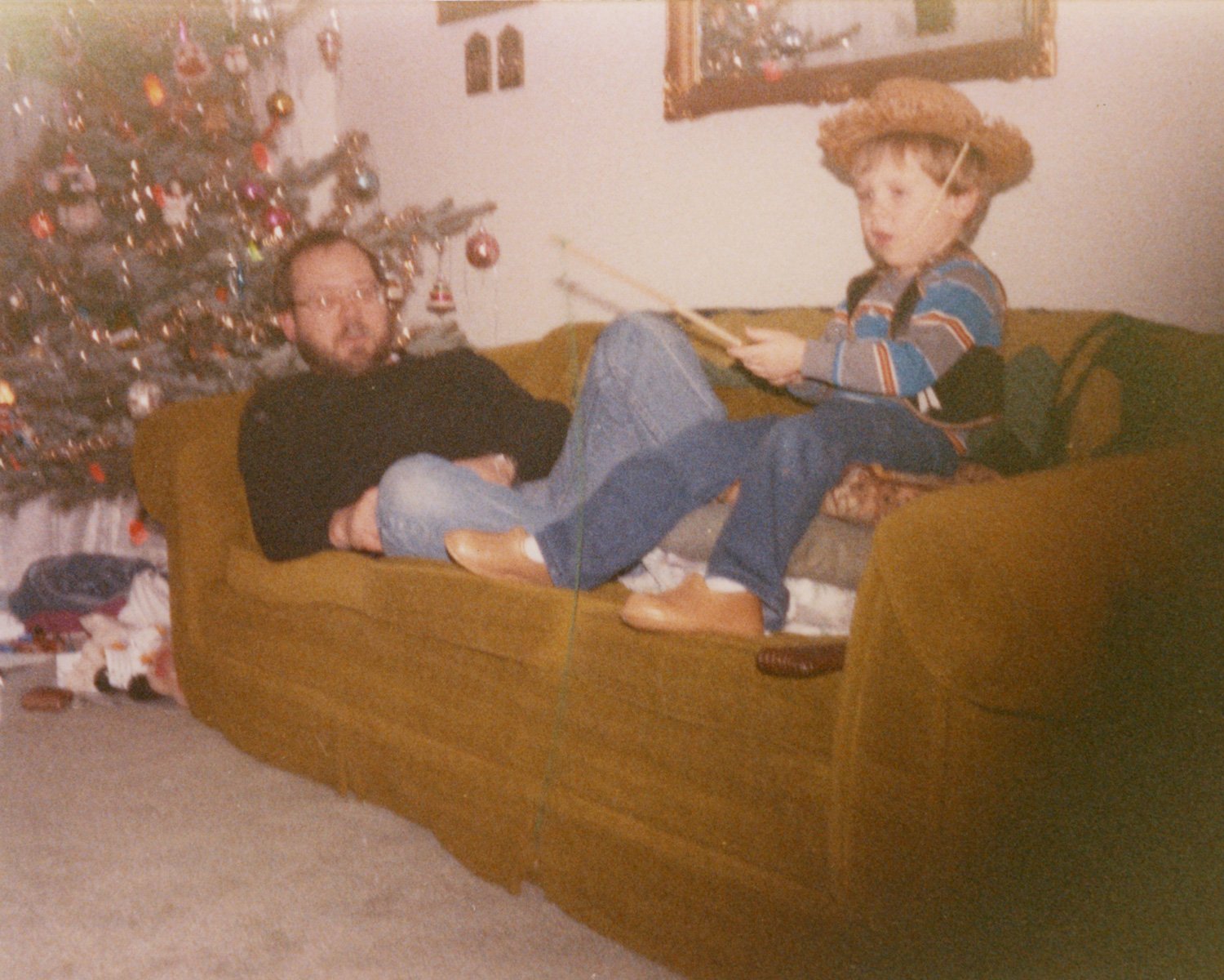 Tim fishing with Dad, Christmas