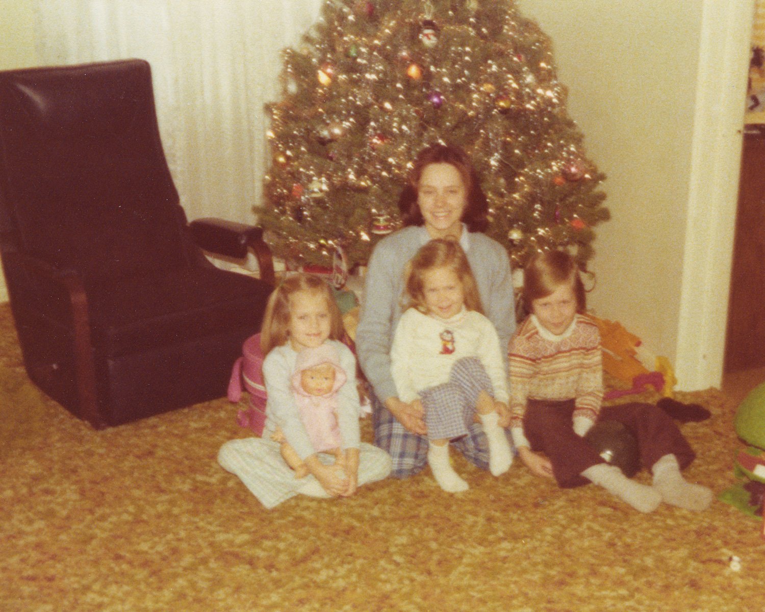 Cheryl, Stef, Mom, & Rich - Christmas, 1976