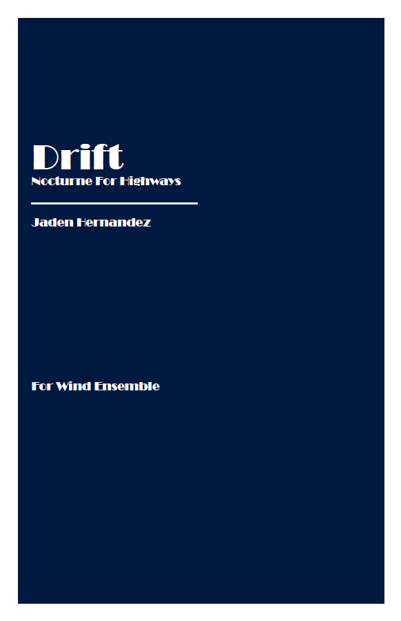 Drift, Nocturne For Highways (Digital Score & Parts)