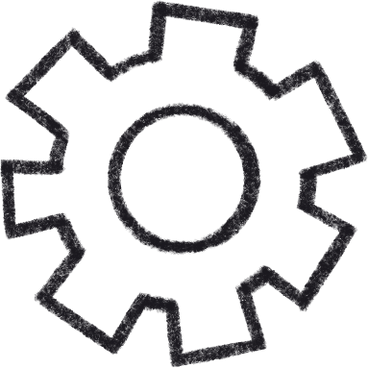 Outline of a gear or cogwheel symbol.
