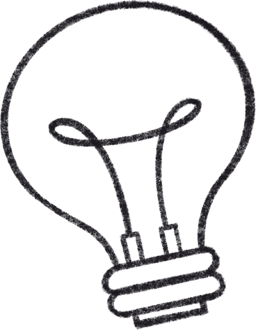 A simple black outline of a light bulb.