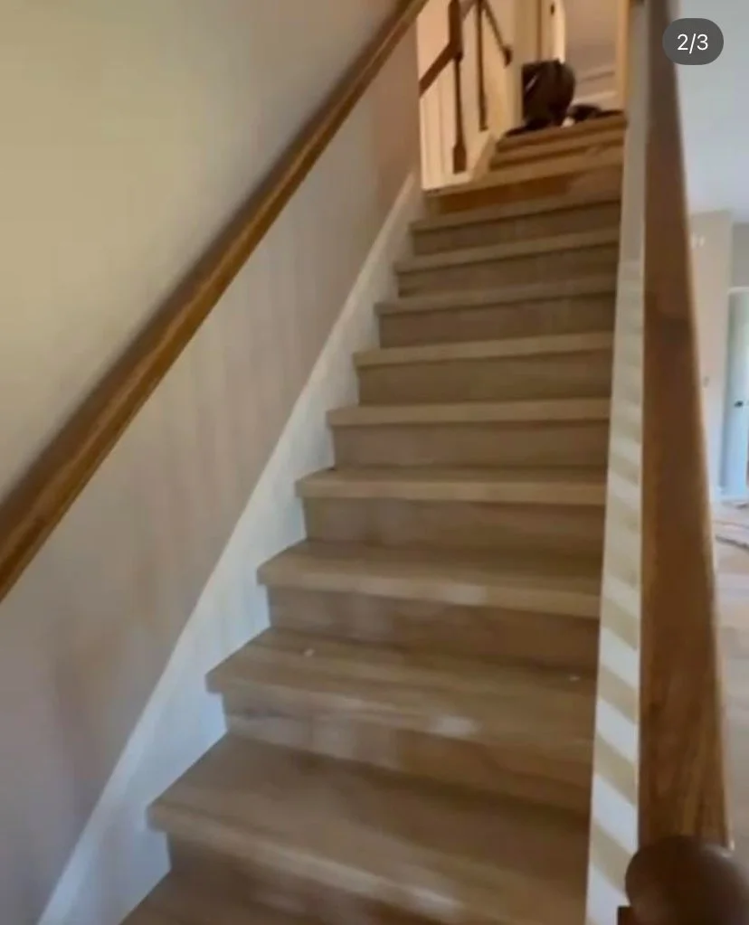 LVP flooring making a this staircase look better by Columbus GA handyman