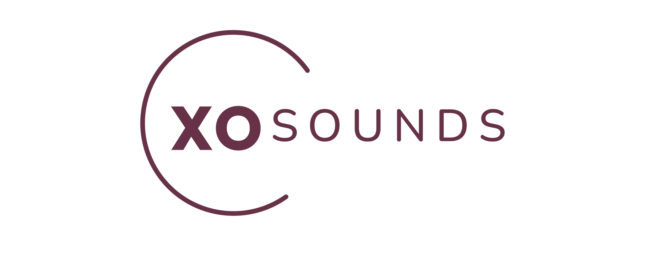 Logo of XO Sounds with a black background, purple circle, and the words "XO SOUNDS" in purple text.