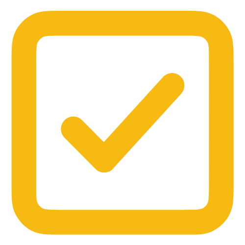This image is an icon of a checkmark symbol in the color of yellow.