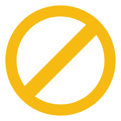 This image is an icon of a cancel symbol in the color of yellow.
