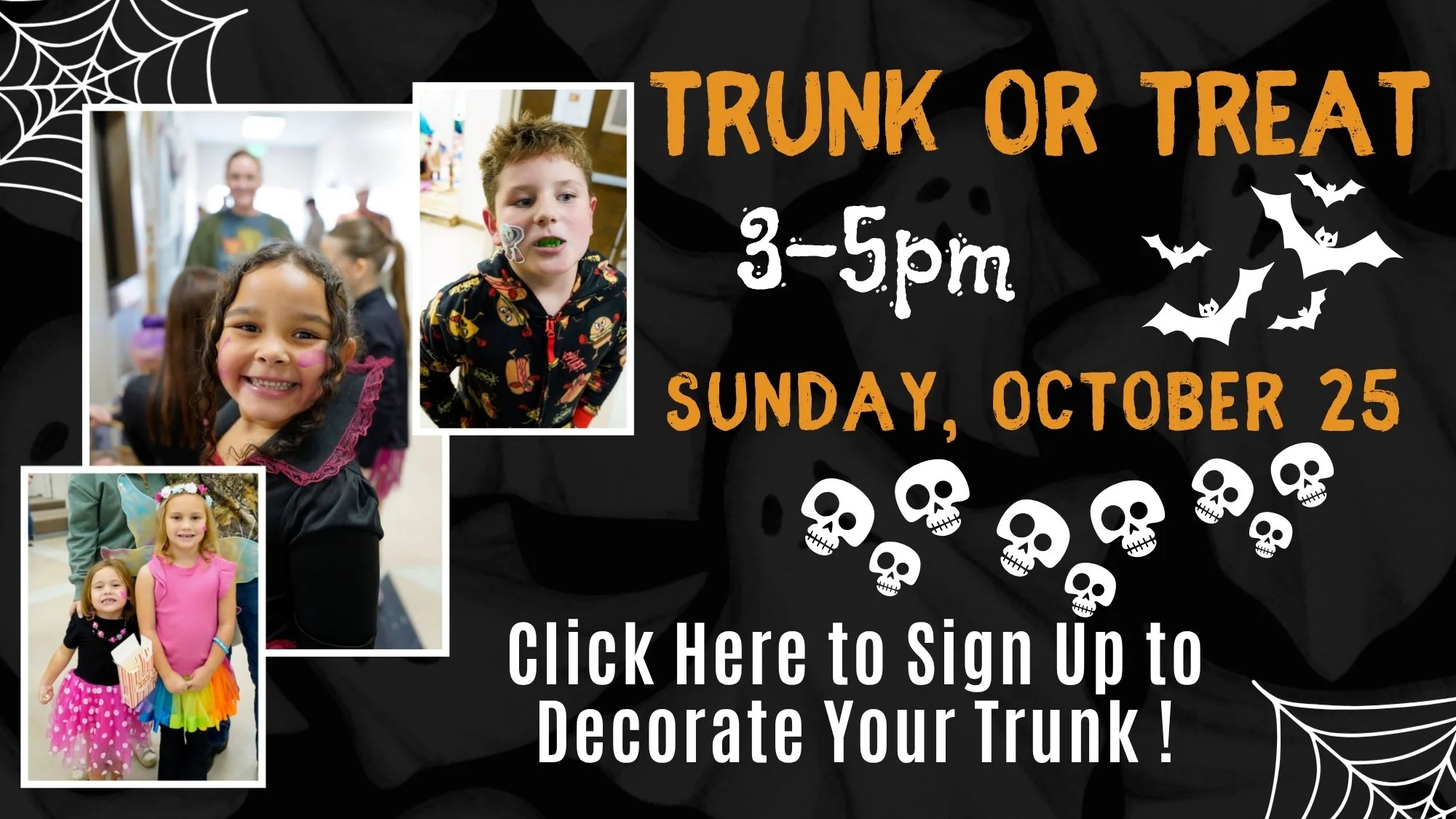 Trunk or Treat from 3 to 5 PM on Sunday, October 25