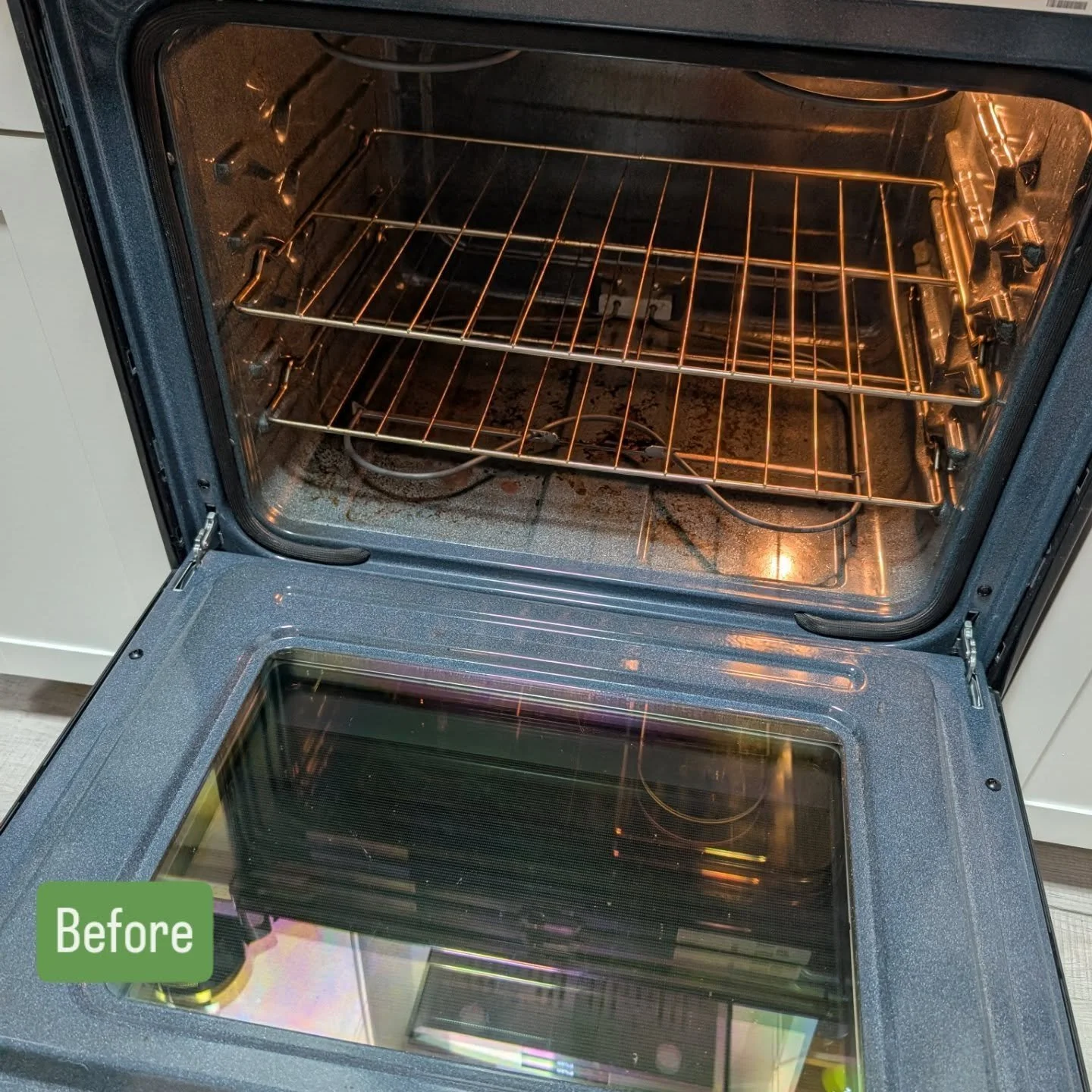 Swipe to see the transformation&hellip; 👀✨

This oven went from built-up and neglected ➡️ fresh and ready to use again 🔥

And the best part?
No harsh chemicals &mdash; just steel wool, technique, and a lot of elbow grease 💪

Before photo was taken