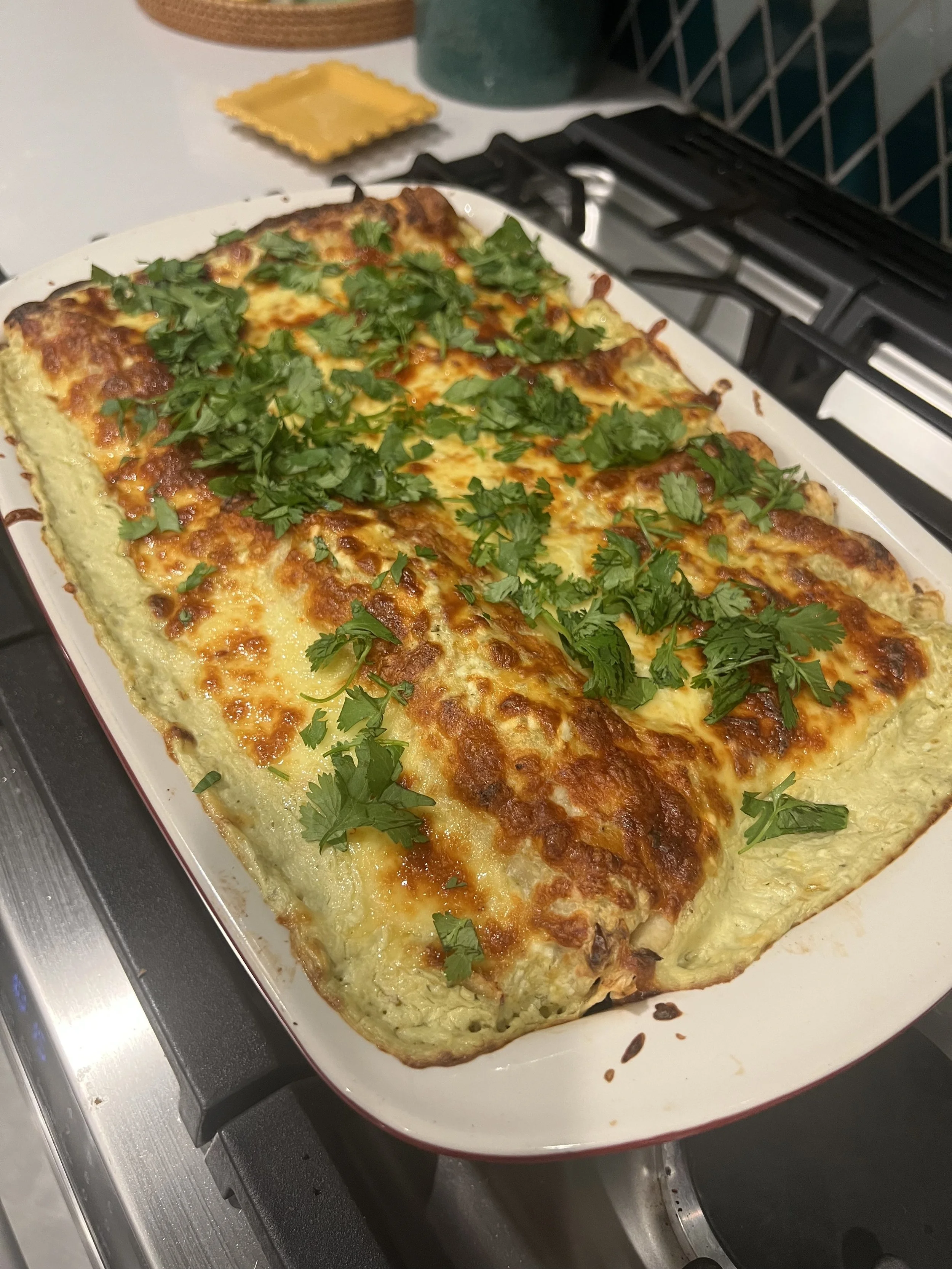 White Chicken Poblano Enchiladas
