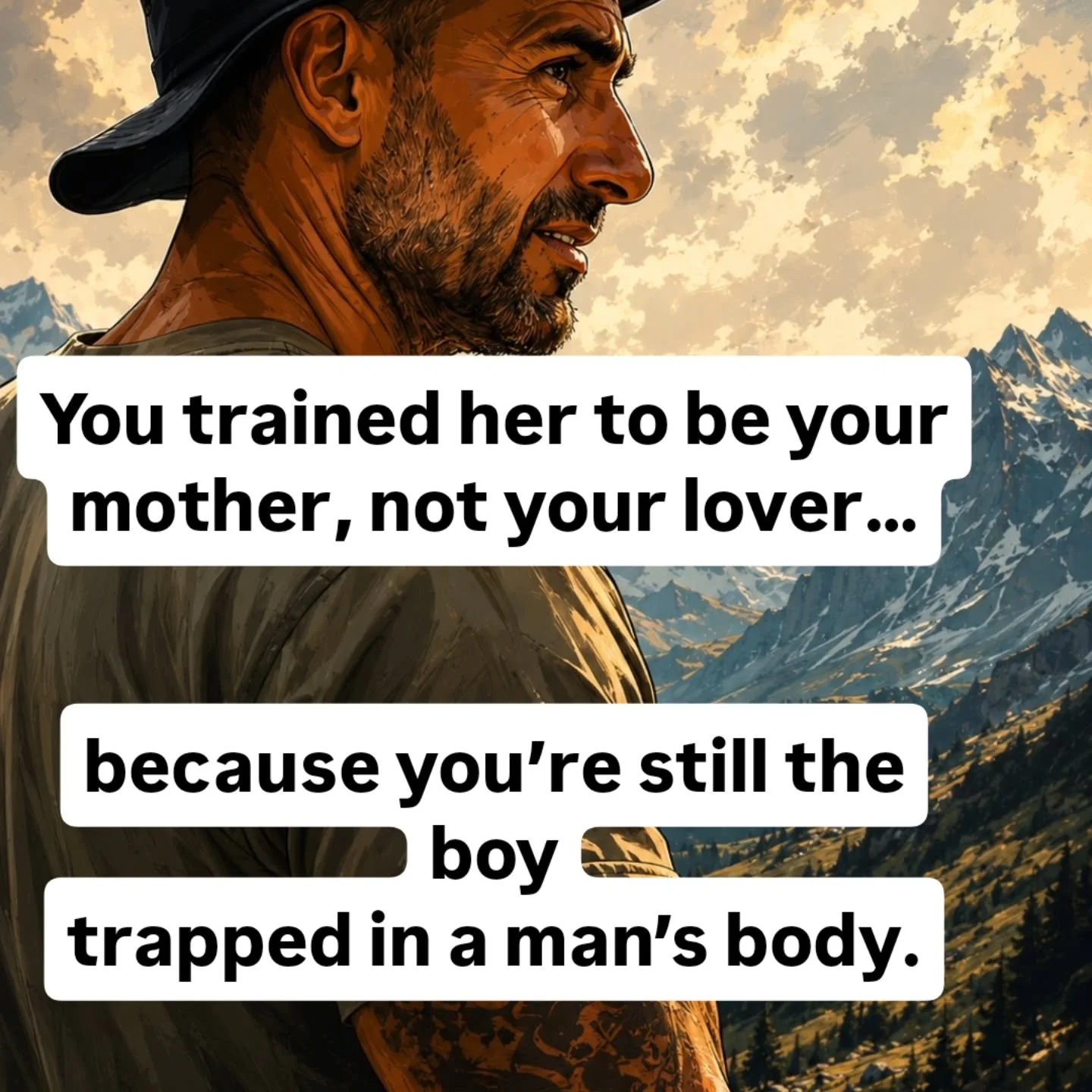 A lot of men want softness, intimacy, and respect from their woman while acting like they still need to be managed, reminded, soothed, and approved.

That is the mother wound playing out in marriage.
Not because your wife is your mother, but because 
