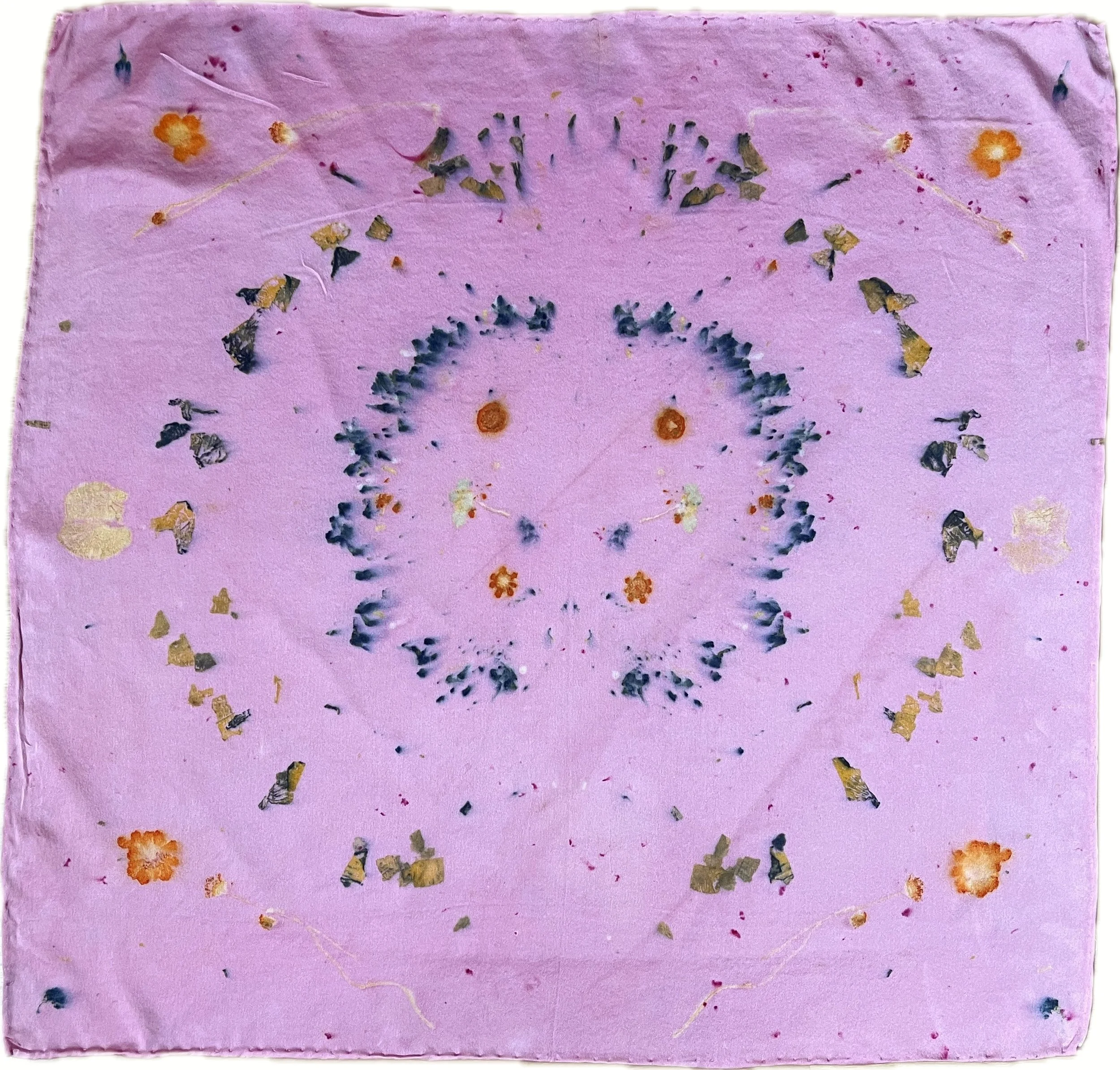 Garden gift - Naturally Dyed 100% Silk Scarf 24”x24”