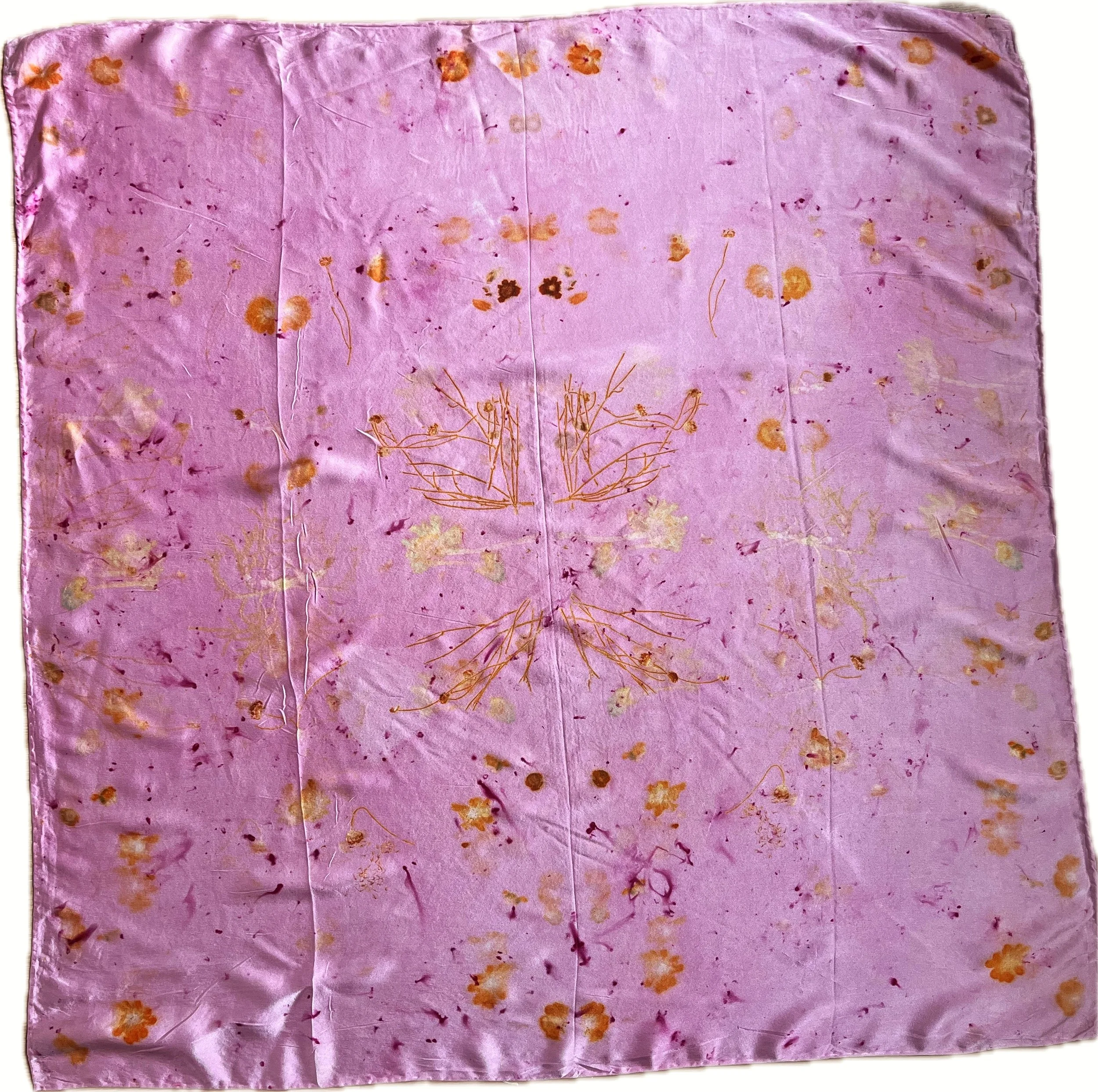 Plumas Pink - Naturally Dyed 100% Silk Scarf 35” x 35”