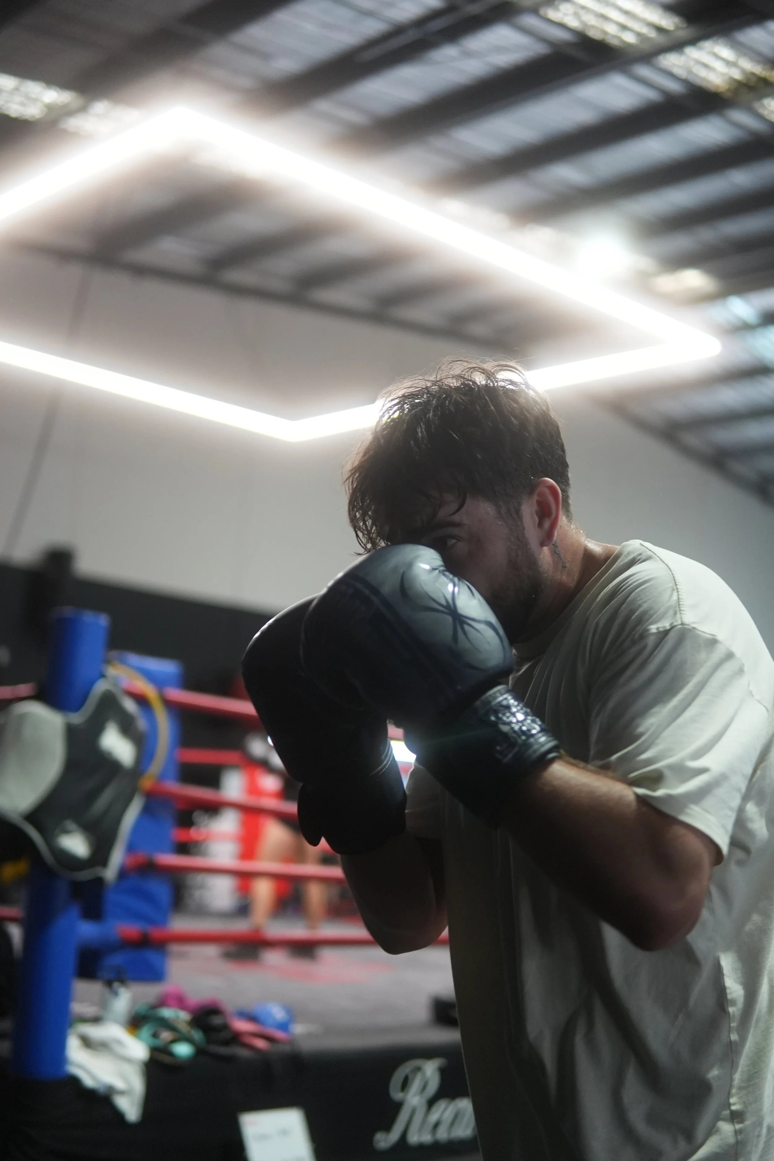 Member in boxing stance during a boxing class at Millgate Boxing Bayside Melbourne