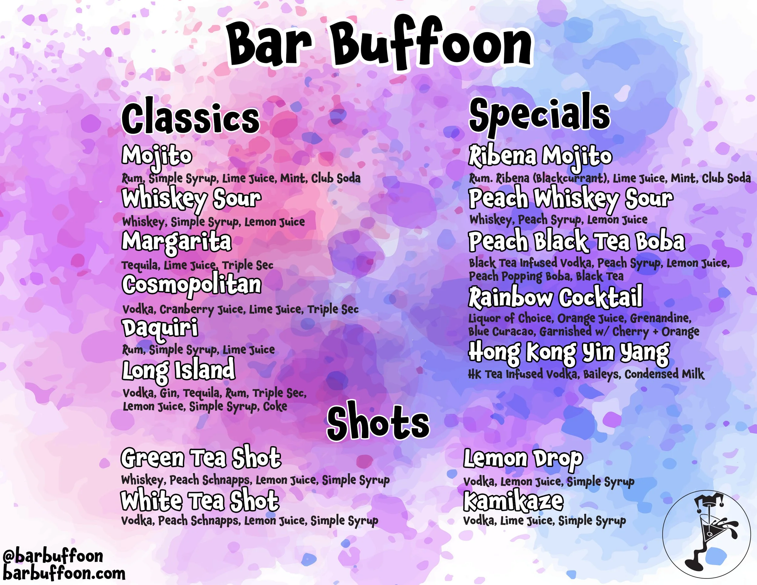 Drink Menu for company launch featuring Asian inspired cocktails