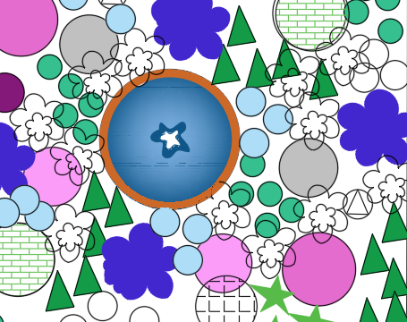 Abstract digital illustration by Nottinghamshire garden design by Olive Tree Garden. Nottinghamshire landscape gardener