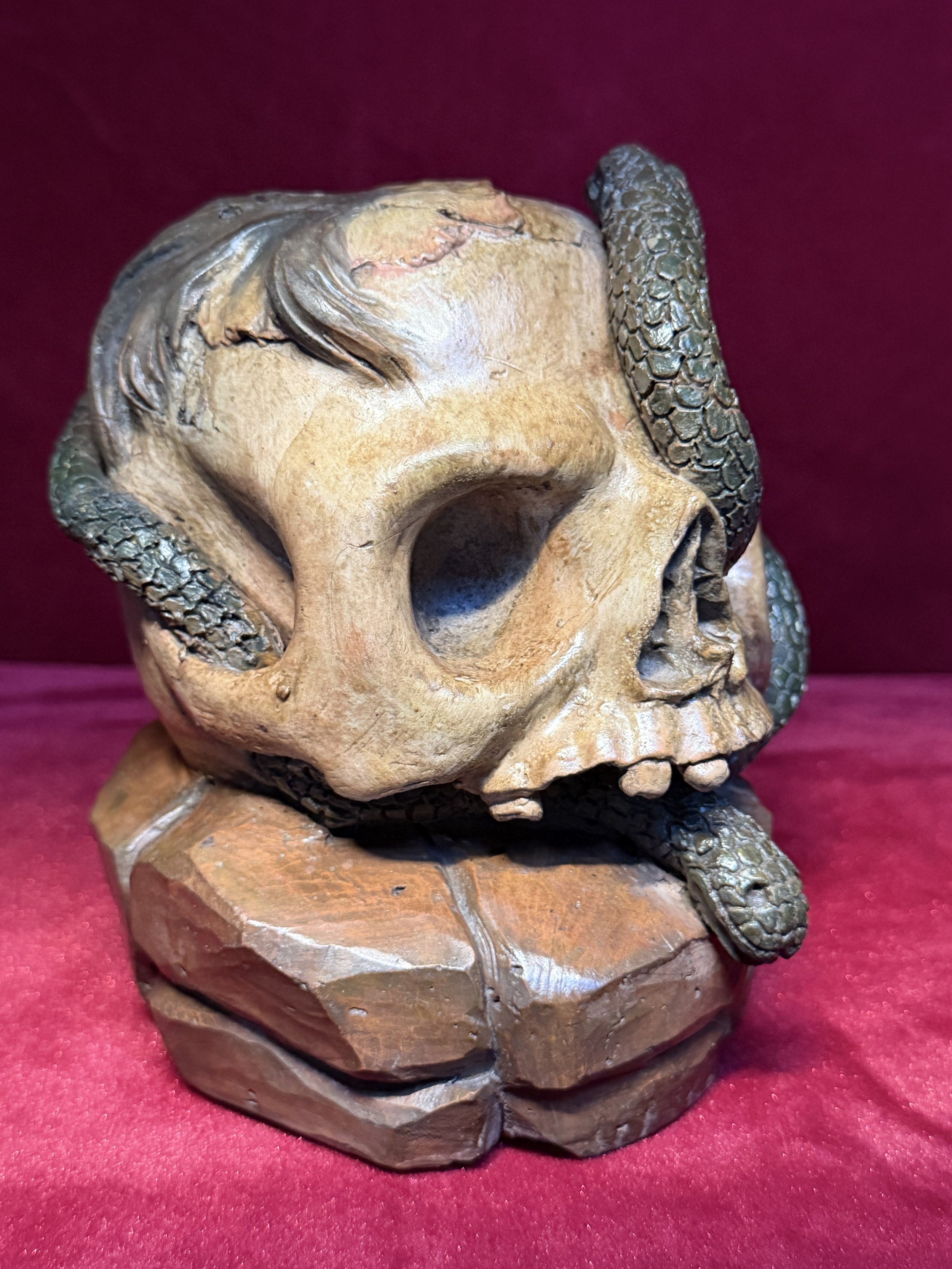 17th / 18th Century Memento Mori Skull Terracotta Sculpture