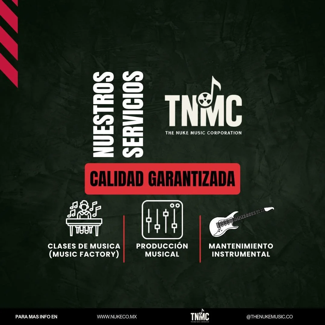 👀 &iquest;A poco no sabias que le jugamos a todo?
🤞🏽 Aqu&iacute; en TNMC tenemos varios servicios para ti
🎼 Clases personalizadas para todos los niveles.
🎧 Producci&oacute;n musical del mas alto nivel para ti.
🎸Mantenimiento a tu instrumento fa