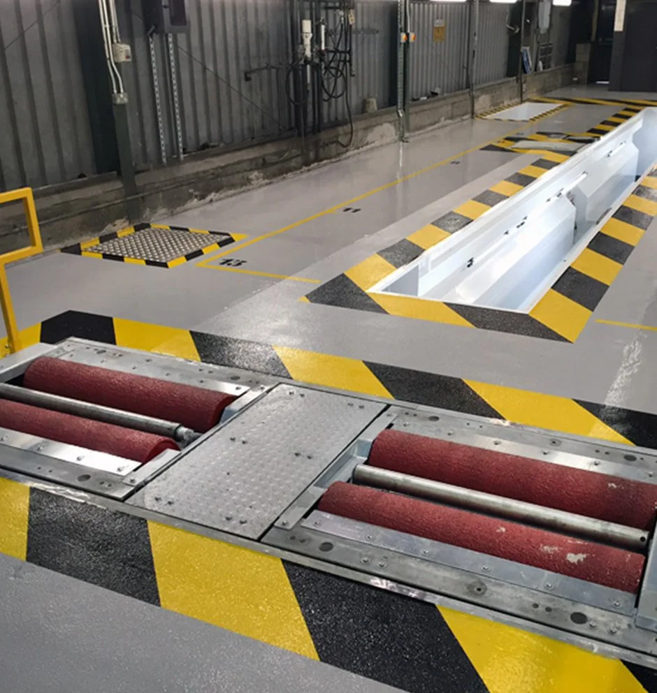 In-ground commercial brake tester for HGV ATF lane