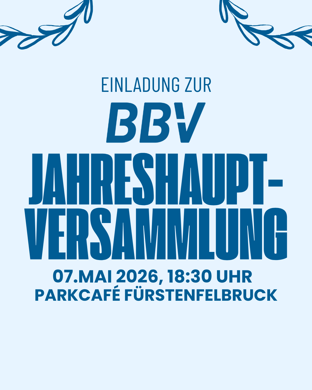 Einladung zur BBV Jahreshauptversammlung 2026