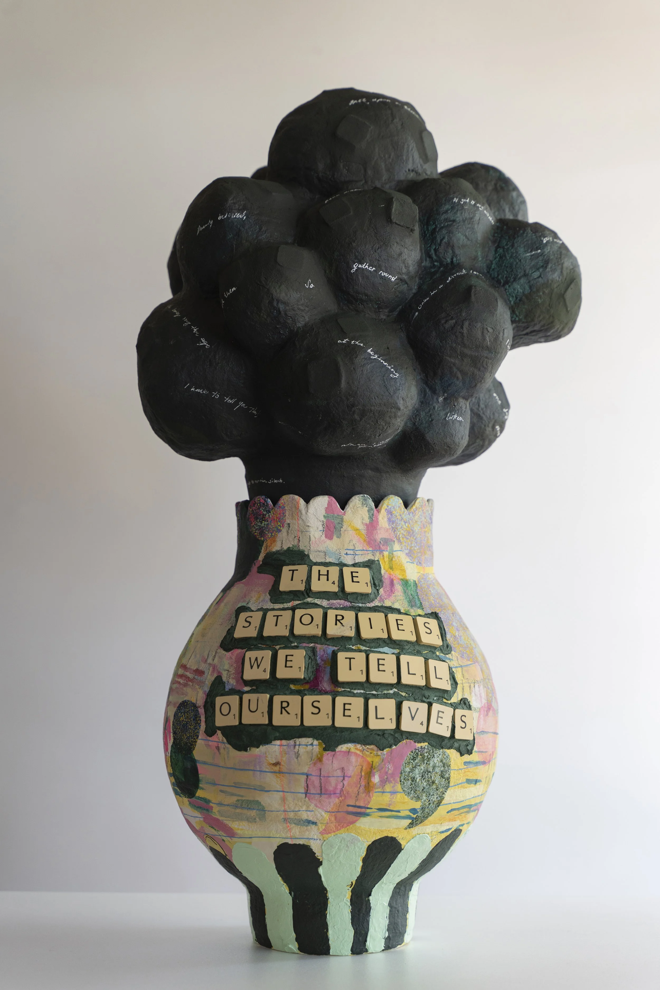 The Stories We Tell Ourselves Vessel made of papier-mache-clay