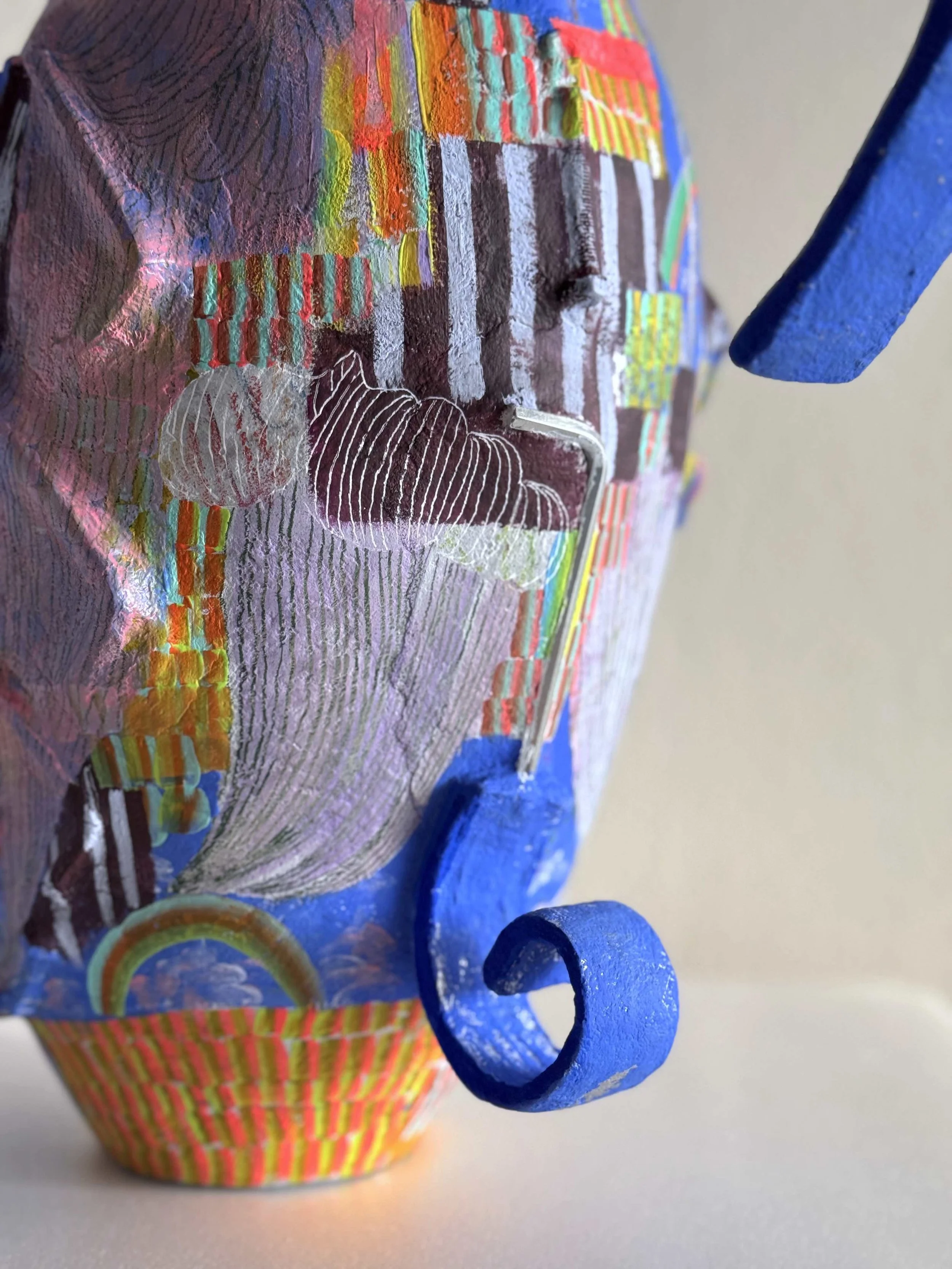 Detail View Disassembly Ongoing Papier Mache Clay Vessel by Joanne Loo
