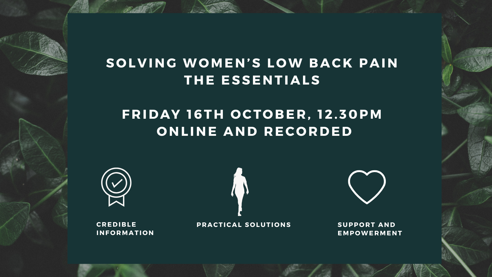 Solving women's low back pain: the essentials