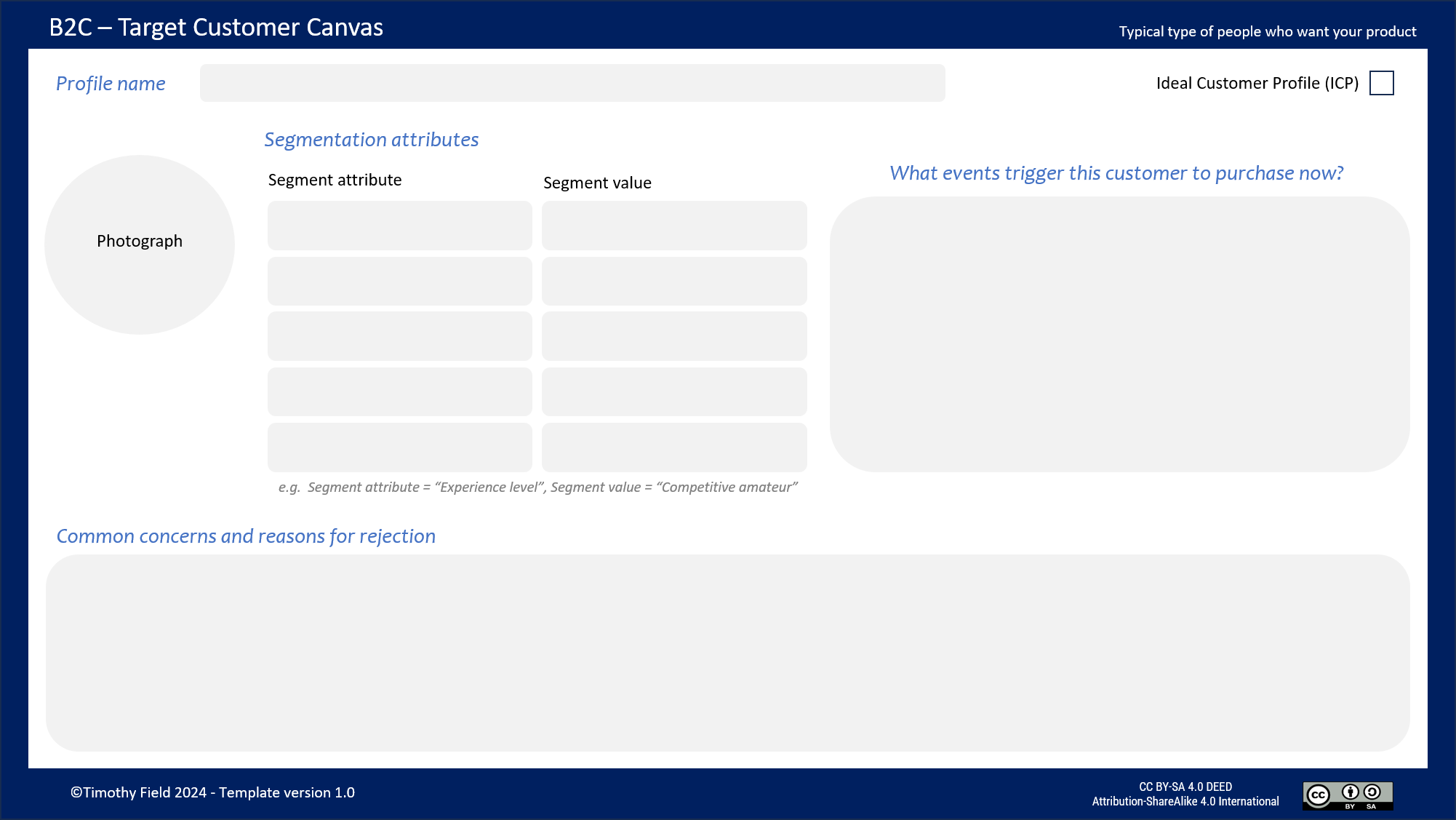B2C Target Customer Canvas