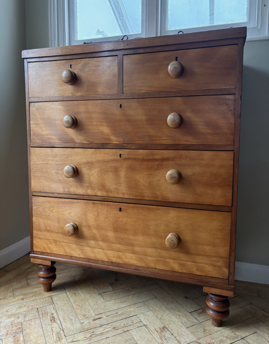 Large Victorian Hardwood Chest Of Drawers