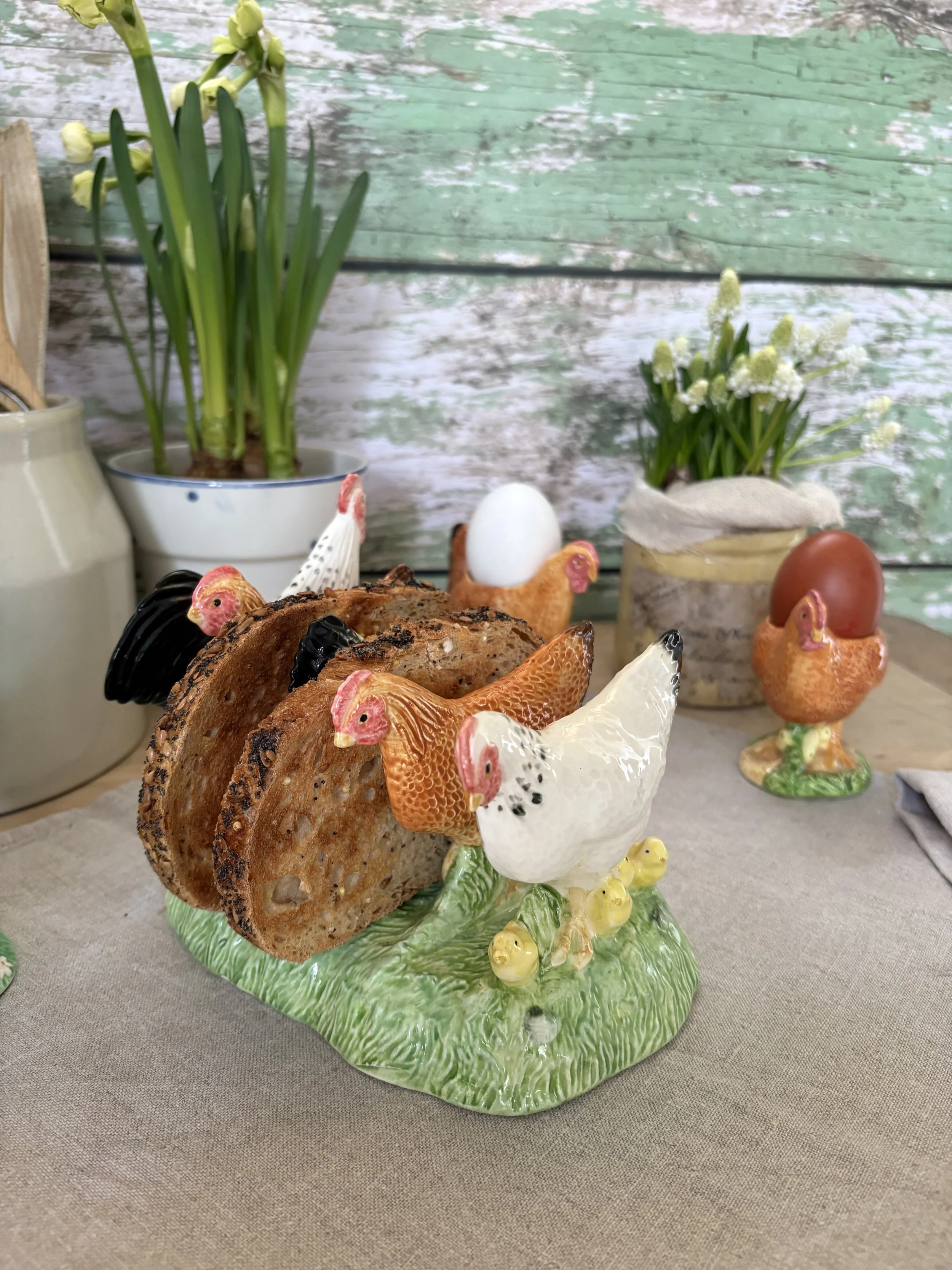 Vintage Ceramic Toast Rack - Chickens