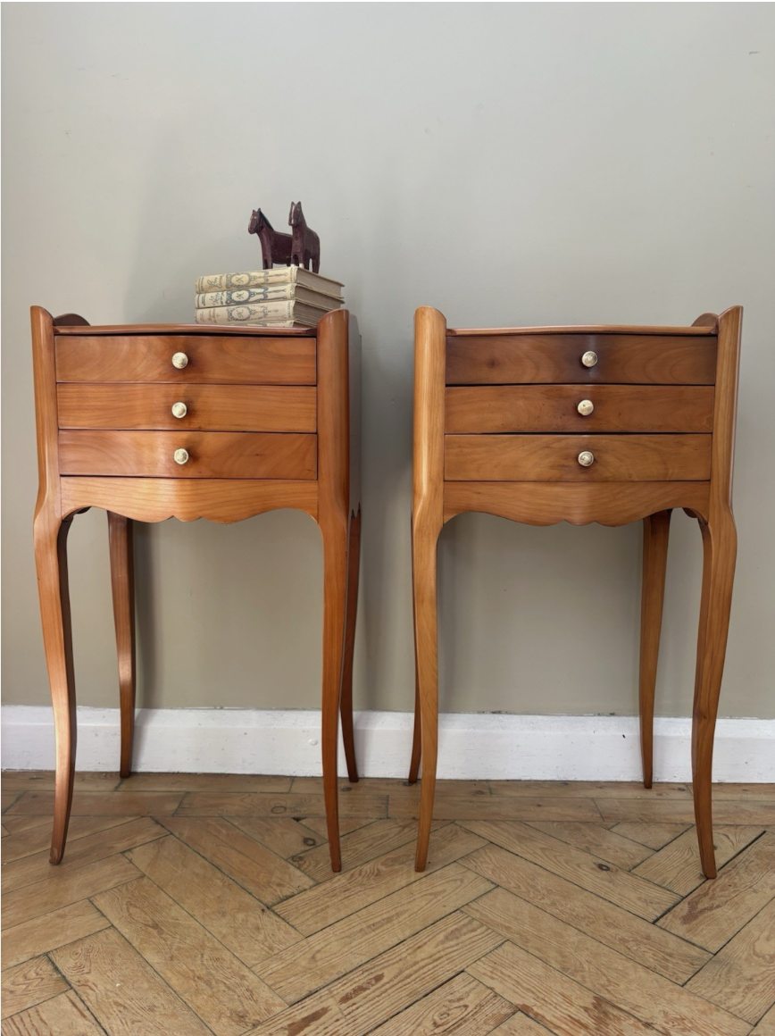 French Cherry Bedside Tables - pair