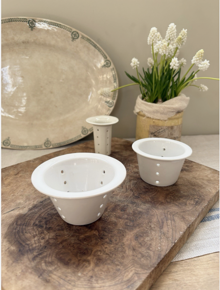 French Vintage Ceramic Cheese Strainers - set of three