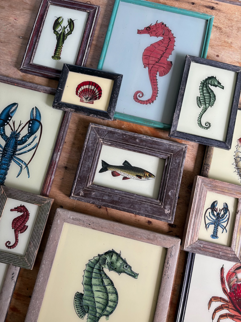 Aquatic Reverse Glass Paintings