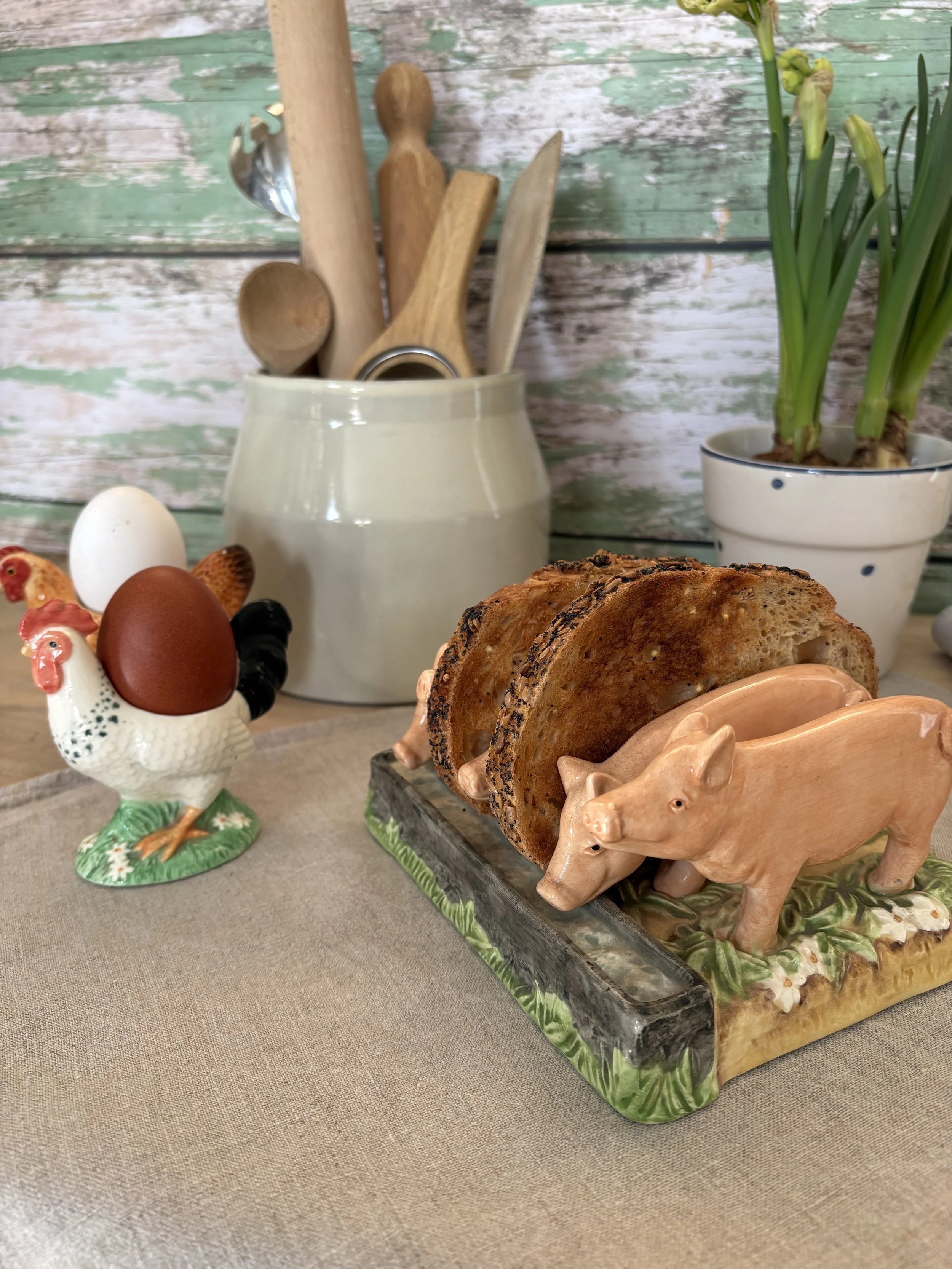 Vintage Ceramic Toast Rack - Pigs