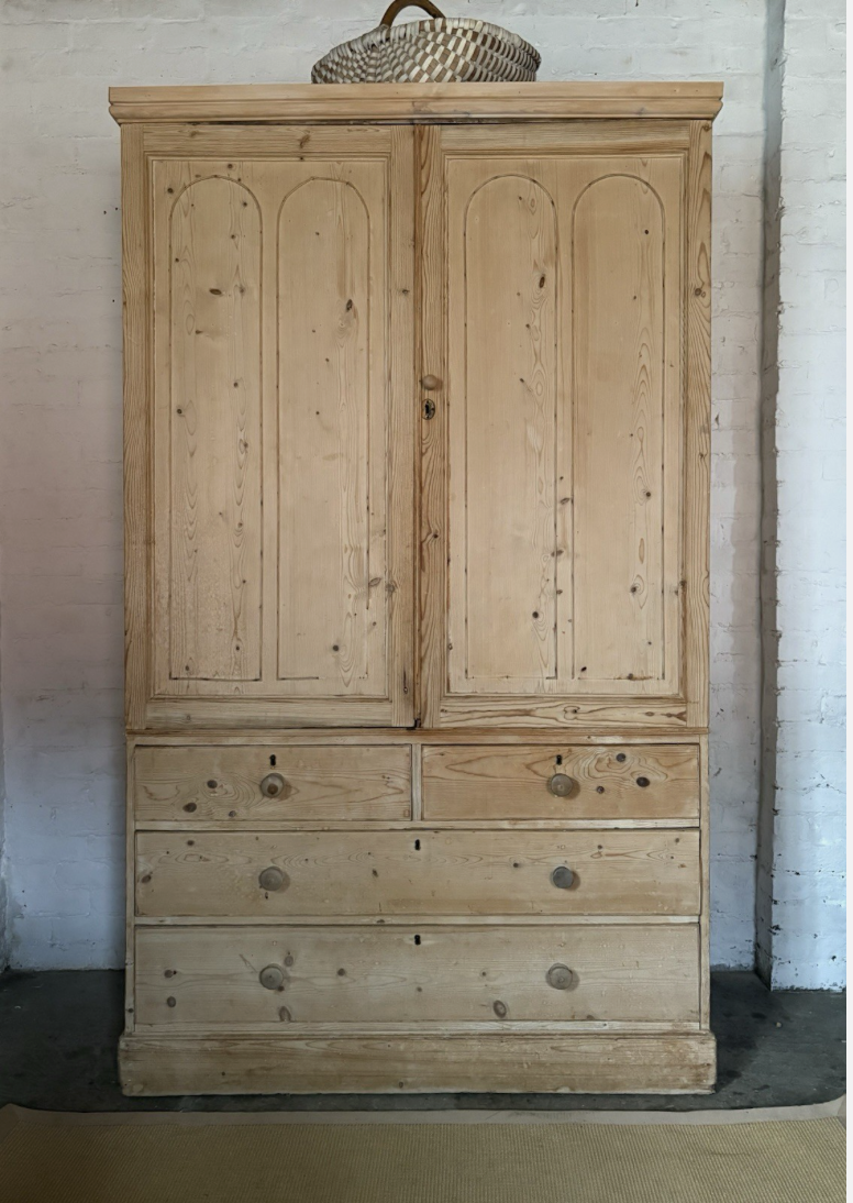 Large Antique Pine Linen Press Dresser