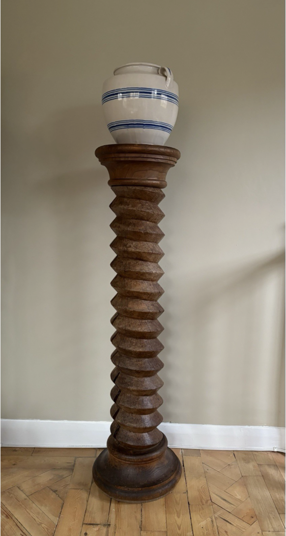 Antique French Cider Screw Press Pedestal