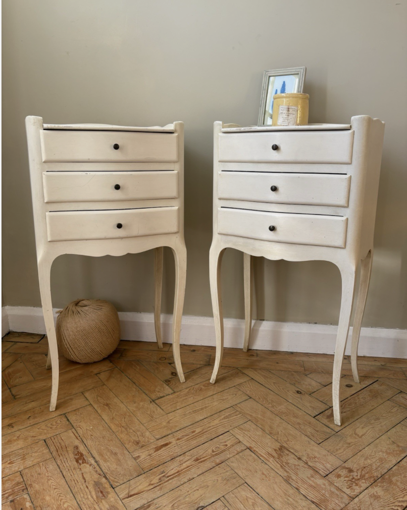French Painted Bedside Tables - pair