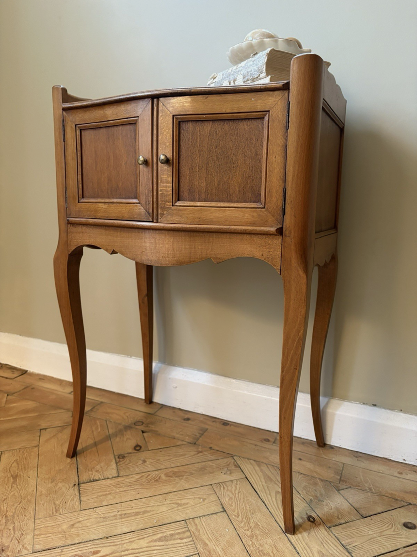 French Vintage Bedside Table With Cupboard