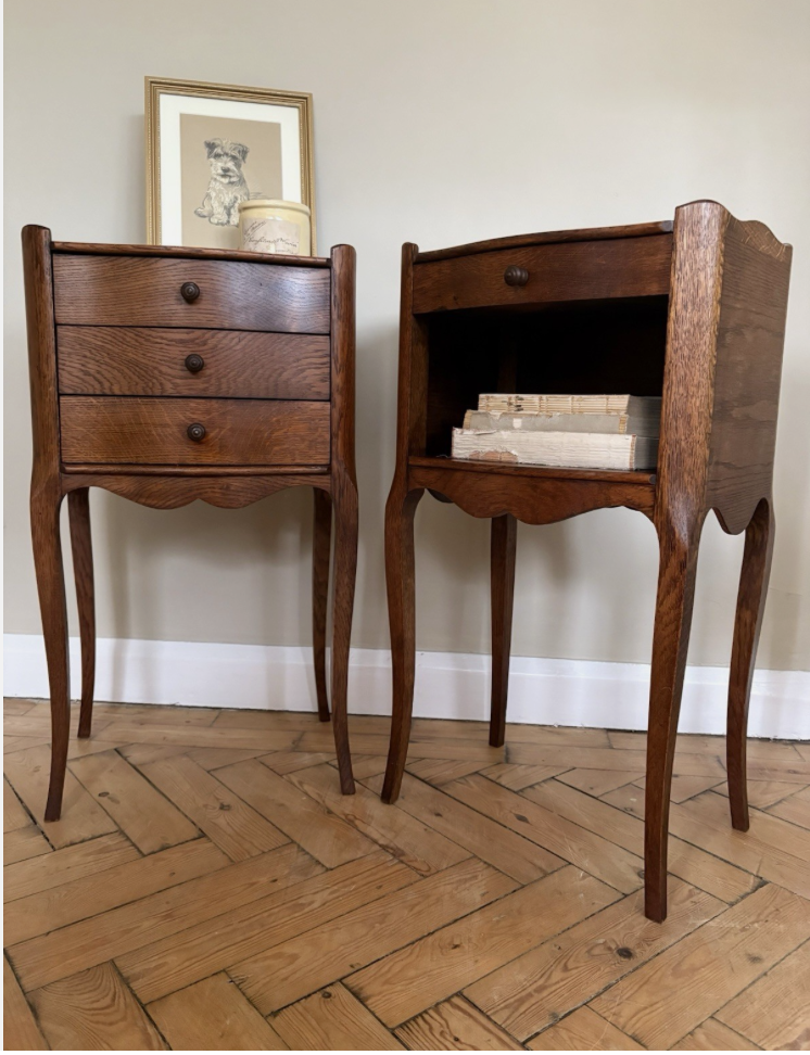 Elegant French Oak Bedsides - pair