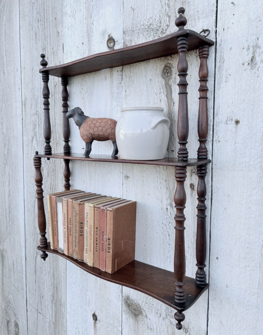 Antique Turned Mahogany French Wall Shelves