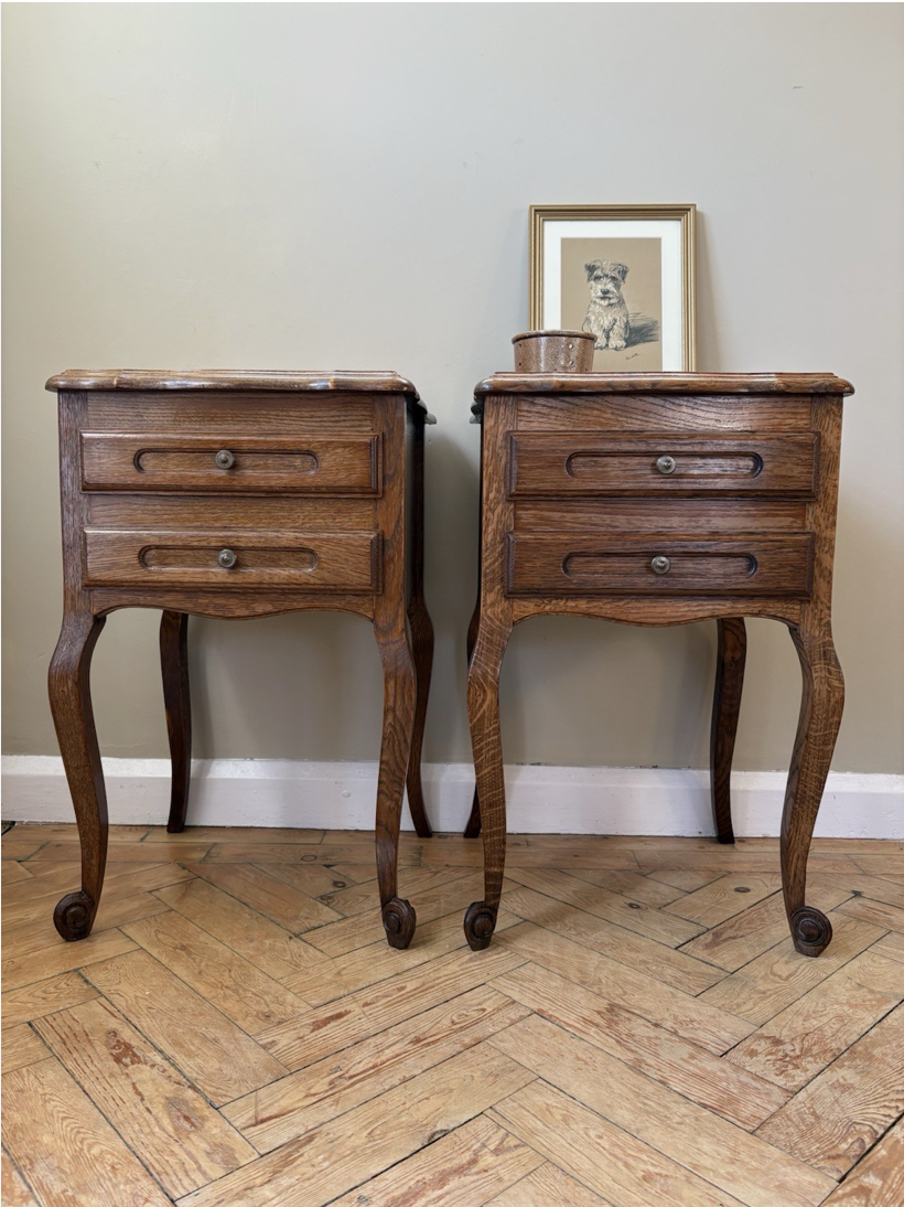 Vintage French Bedside Tables - pair