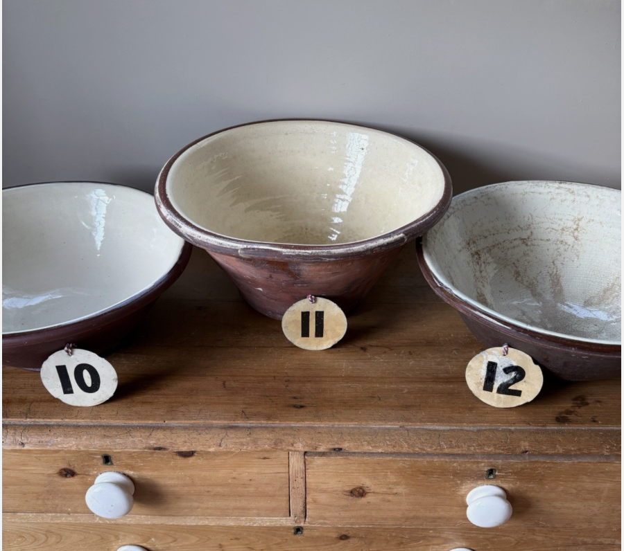 Antique French Terracotta Dairy Bowls