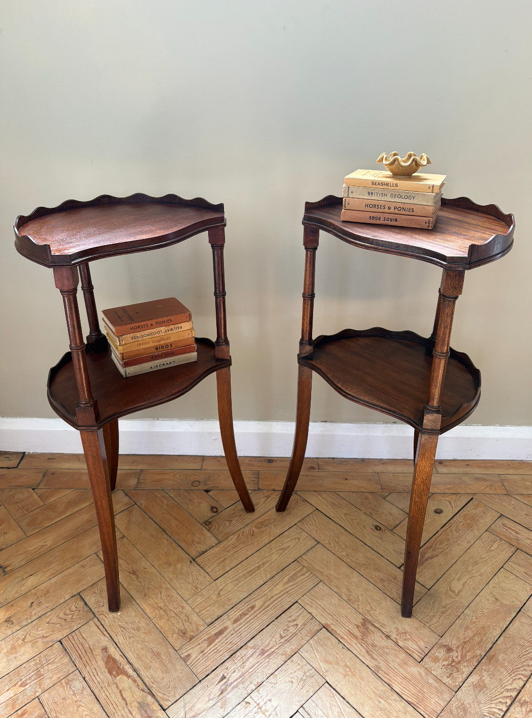 Scalloped Cherrywood Bedsides - pair