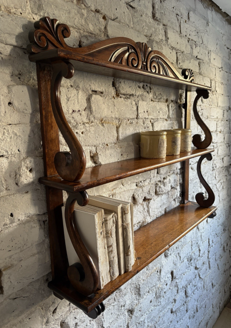 Victorian Carved Oak Wall Shelf