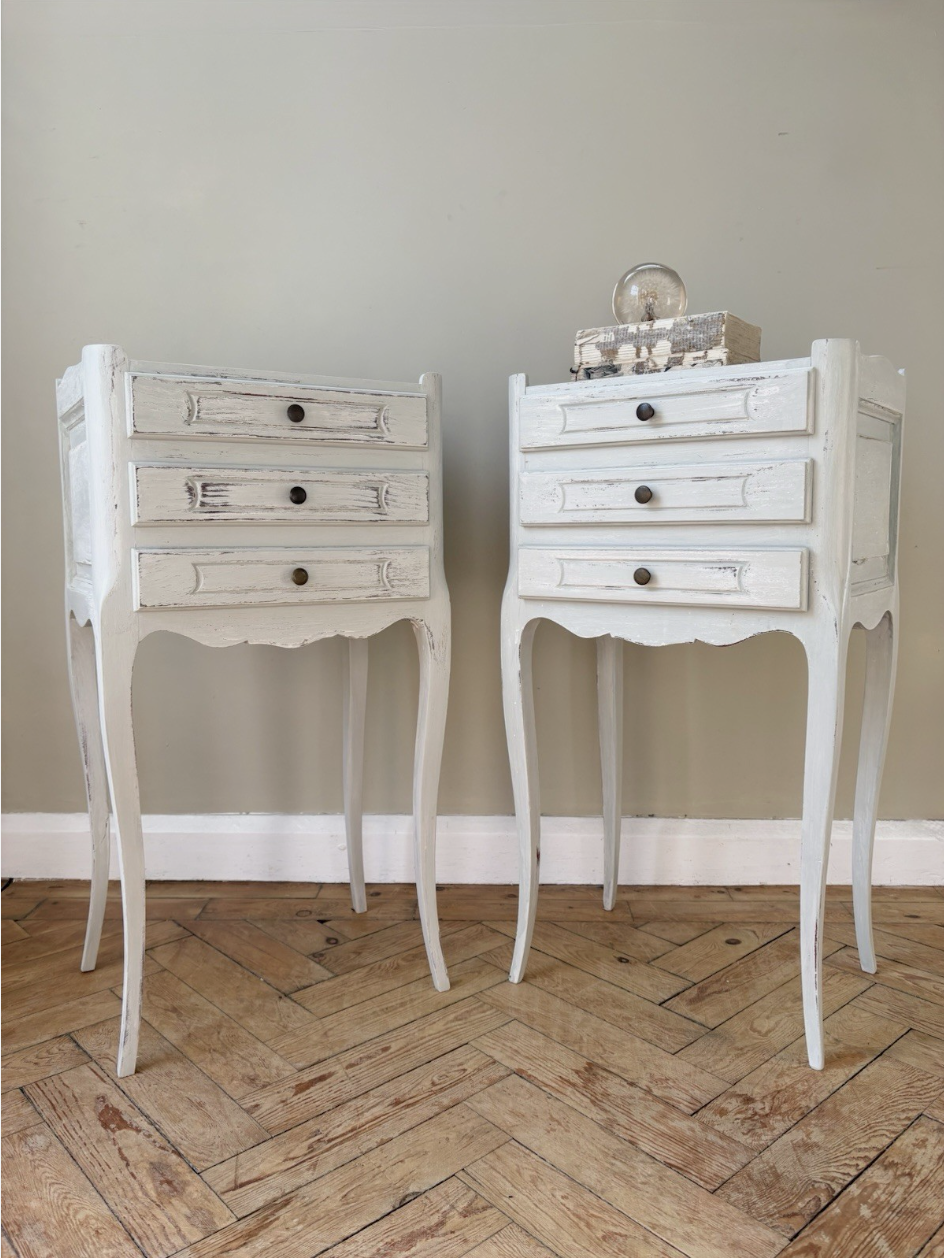 Vintage French Painted Bedsides - pair
