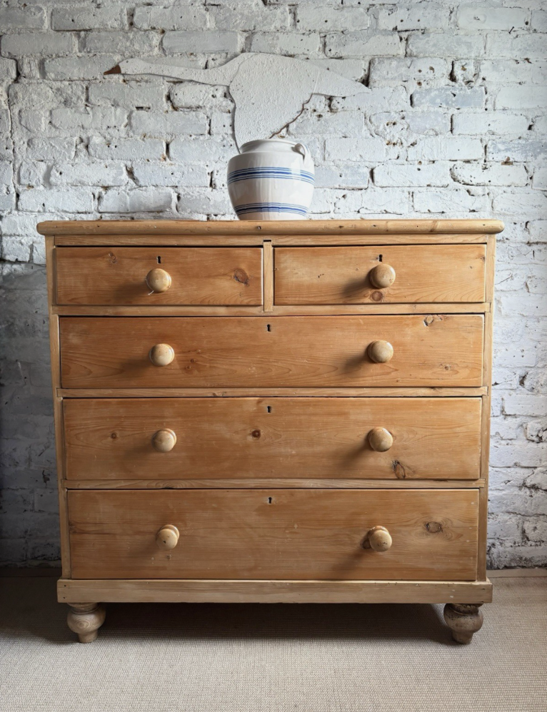 Large Antique Pine Chest Of Drawers