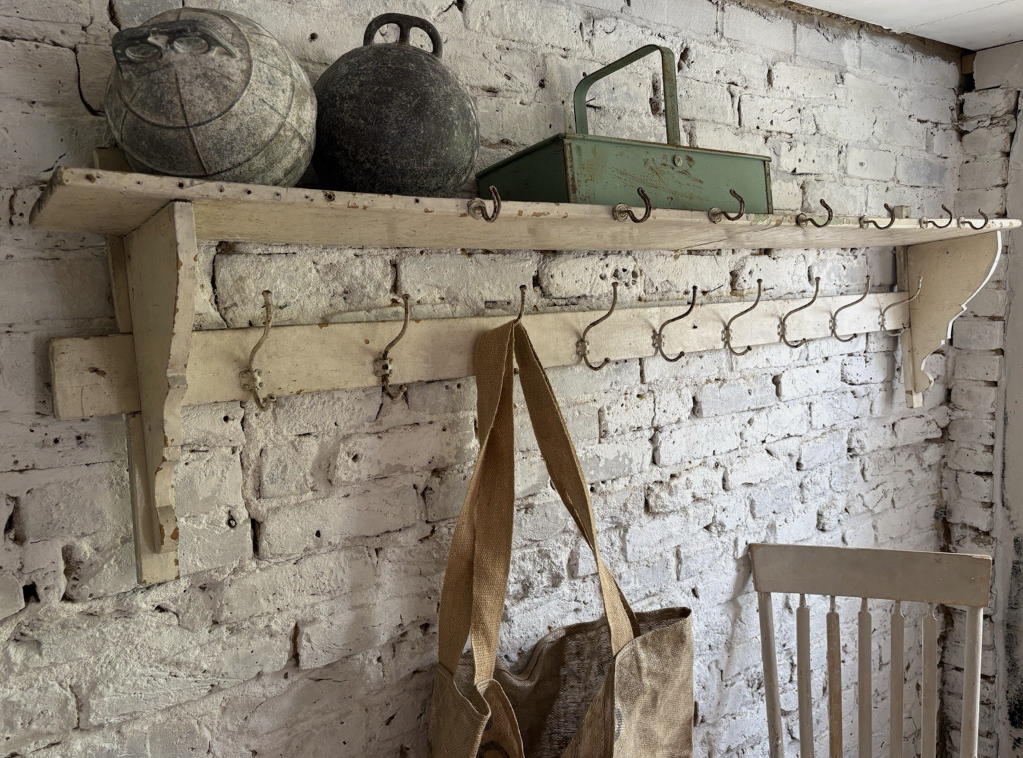 Long French Antique Painted Shelf