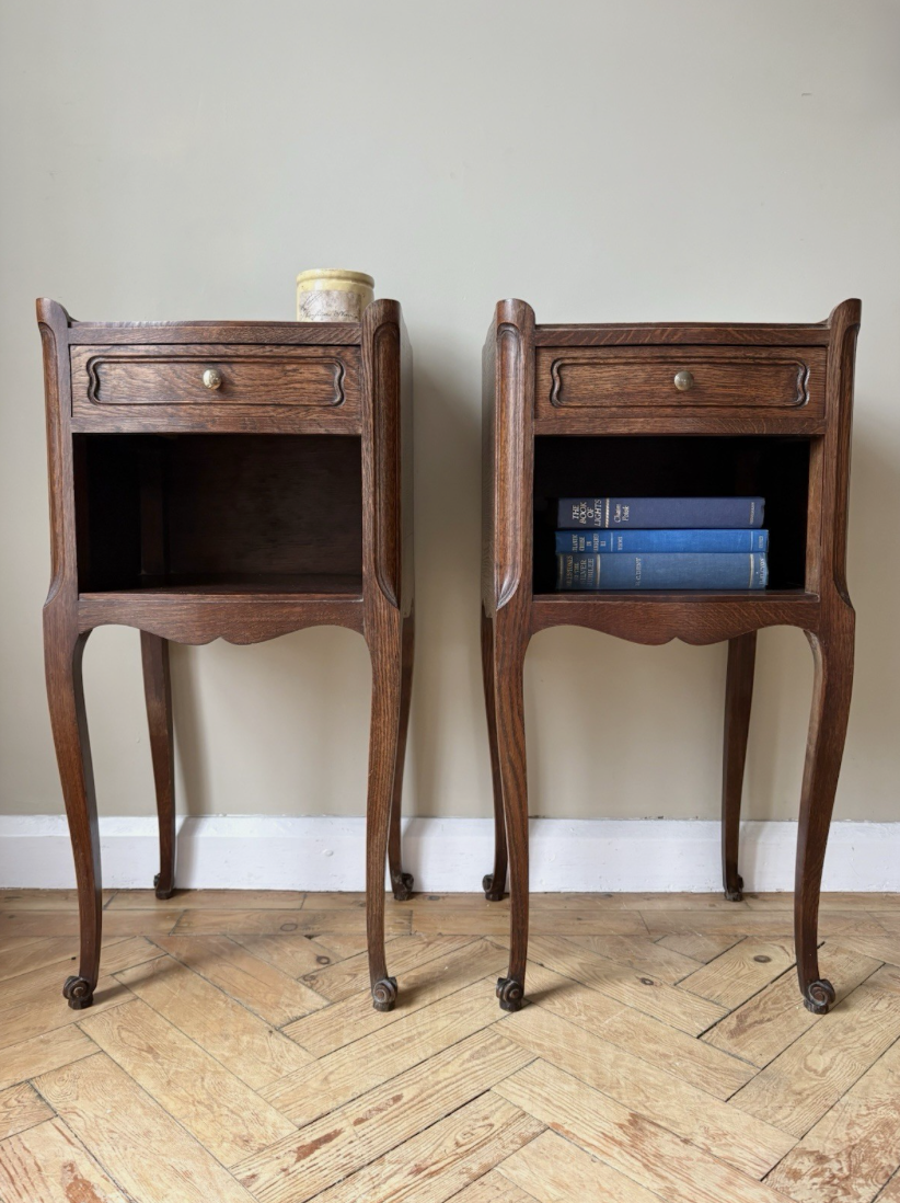 French Mid Century Bedside Tables - pair