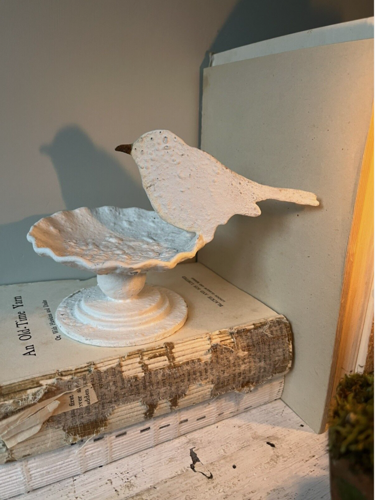 Rustic Robin Distressed Metal Water Bowl